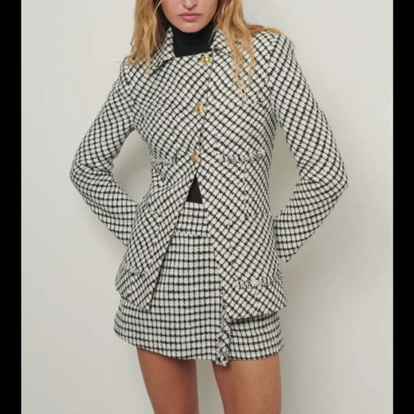 NWOT Derek Lam 10 Crosby Audrey Freyed Jacket/Blazer Black and White Size 16